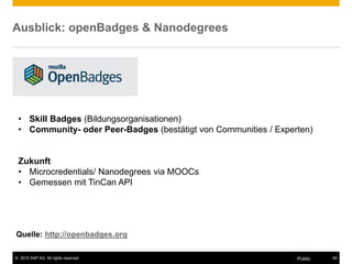 © 2015 SAP AG. All rights reserved. 58Public
SAP Gamification Service
Online Development und Administrationsumgebung Lab Preview
 