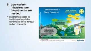 5. Low-carbon
infrastructure
investments are
needed
• expanding access to
institutional capital a
lowering its costs for low-
carbon ndassets
 