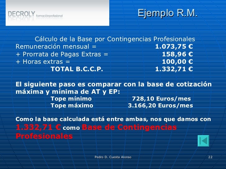 CáLculo De Las Bases De CotizacióN