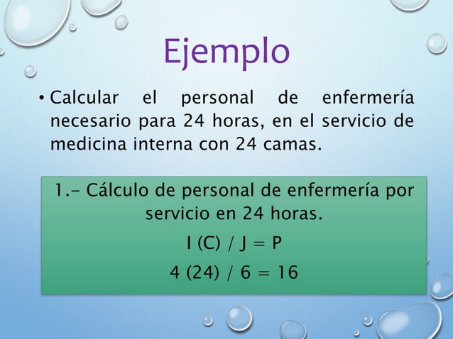 Indicadores del calculo de personal de enfermeria.
