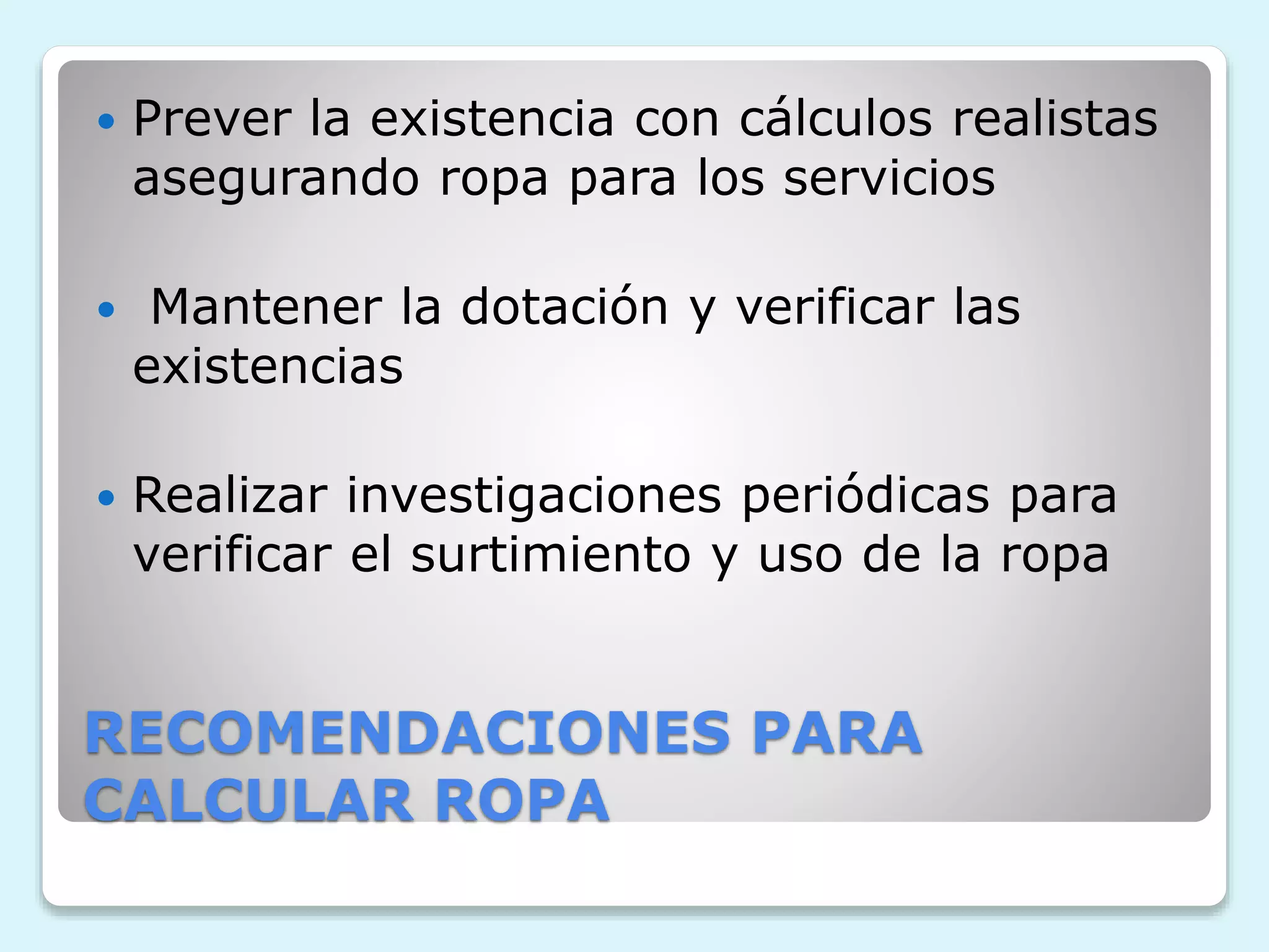 Cálculo de ropa | PPTX