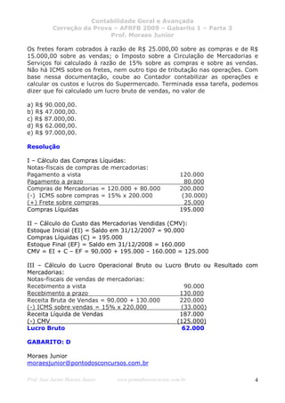 Cálculo do custo das mercadorias vendidas (cmv) | PDF