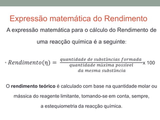 Expressão matemática do Rendimento 
 