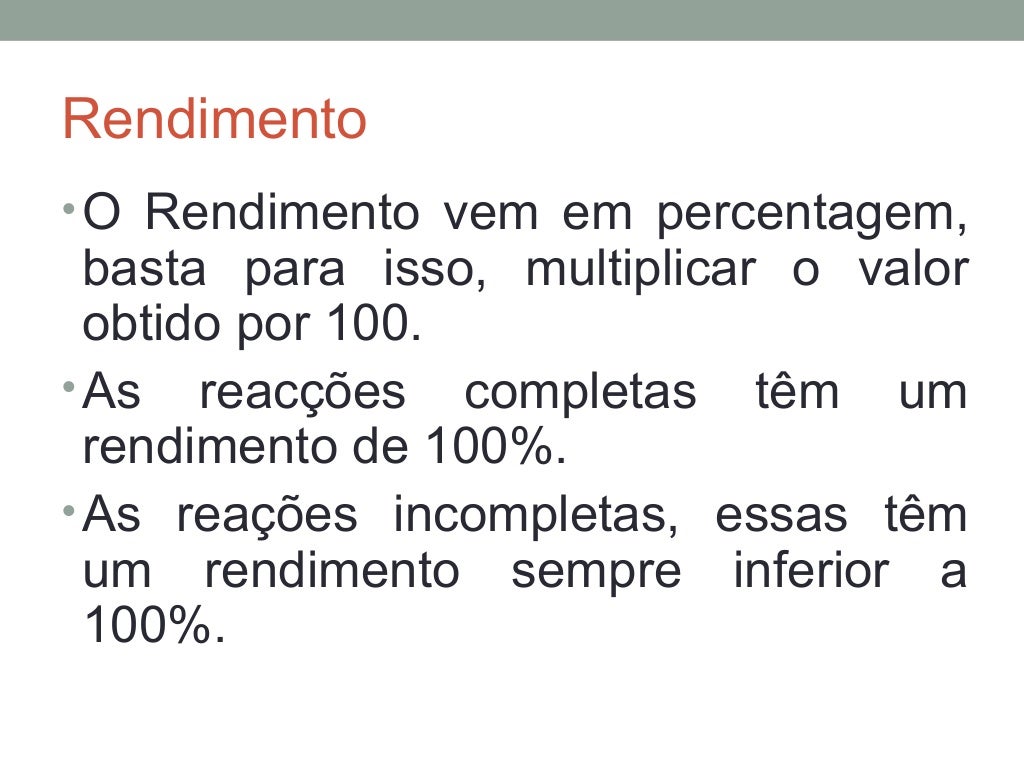 Cálculo do rendimento