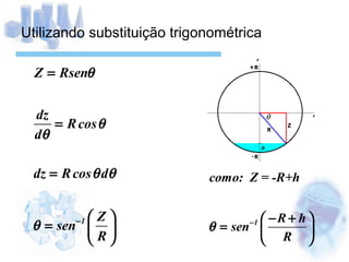Utilizando substituição trigonométrica 