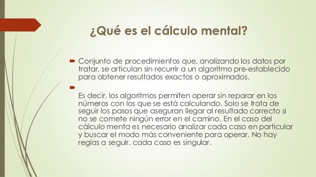 Cálculo mental en la escuela primaria