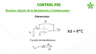 Realizar cálculo de la Resistencia y Condensador:
CONTROL PID
Kd = R*C
 