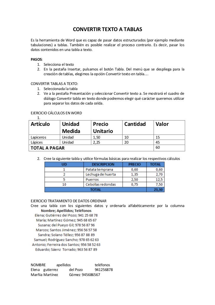 Cálculos en tablas de word