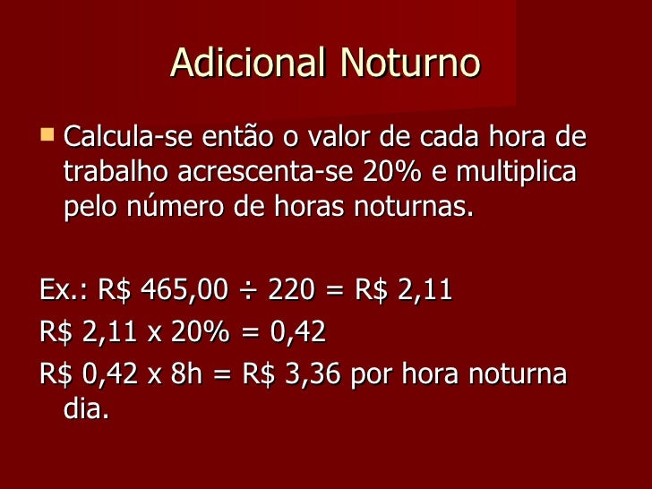 O Que Se Caracteriza Como Adicional Noturno