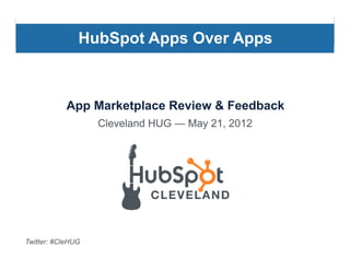 HubSpot Apps Over Apps



            App Marketplace Review & Feedback
                   Cleveland HUG — May 21, 2012




Twitter: #CleHUG
 