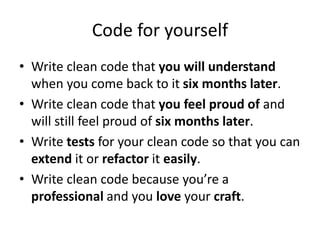 how to write clean, easy to understand sql code | by... Being a better programmer: Writing Clean COBOL | PPTX