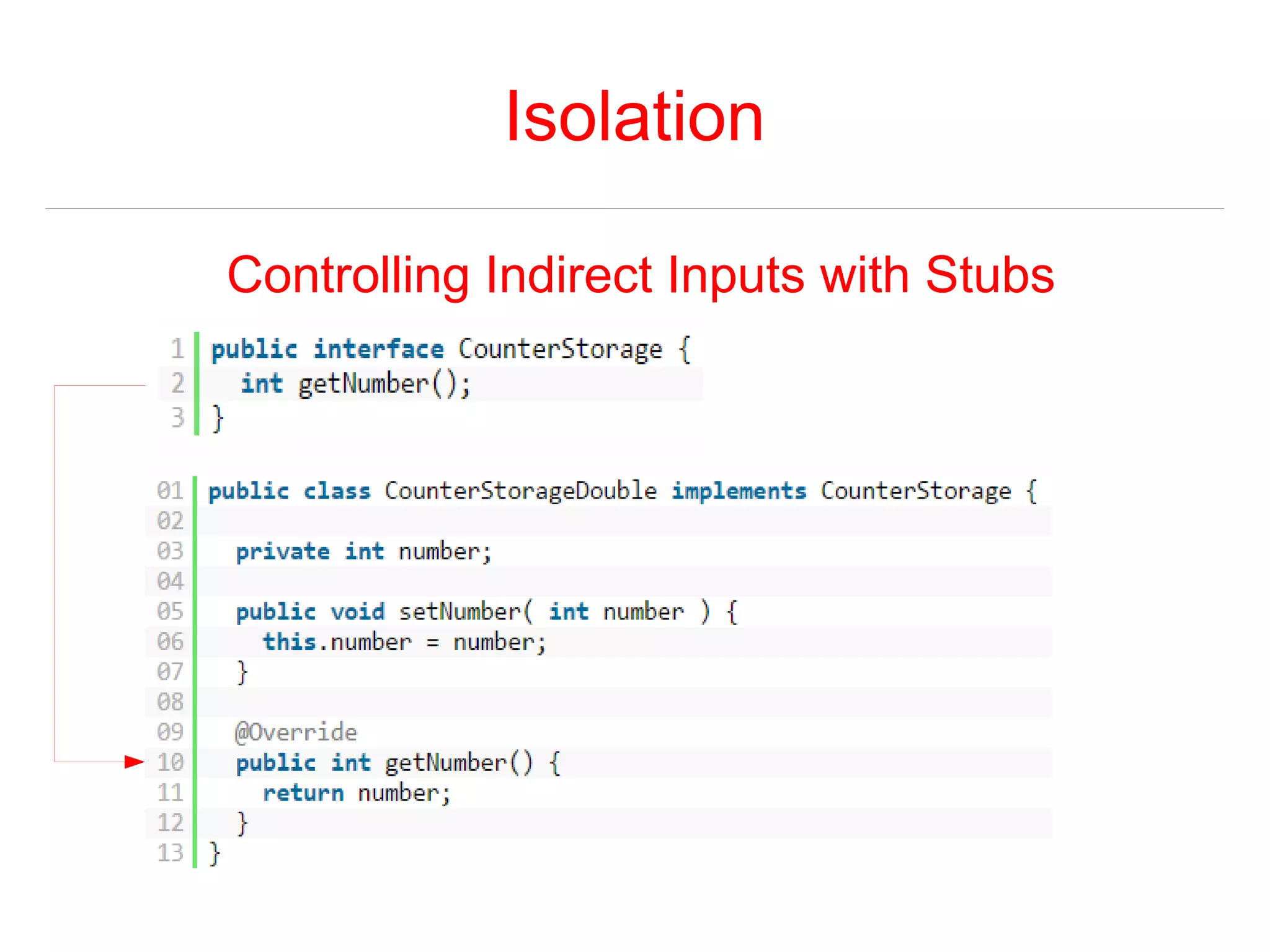 Isolation 
Controlling Indirect Inputs with Stubs 
 