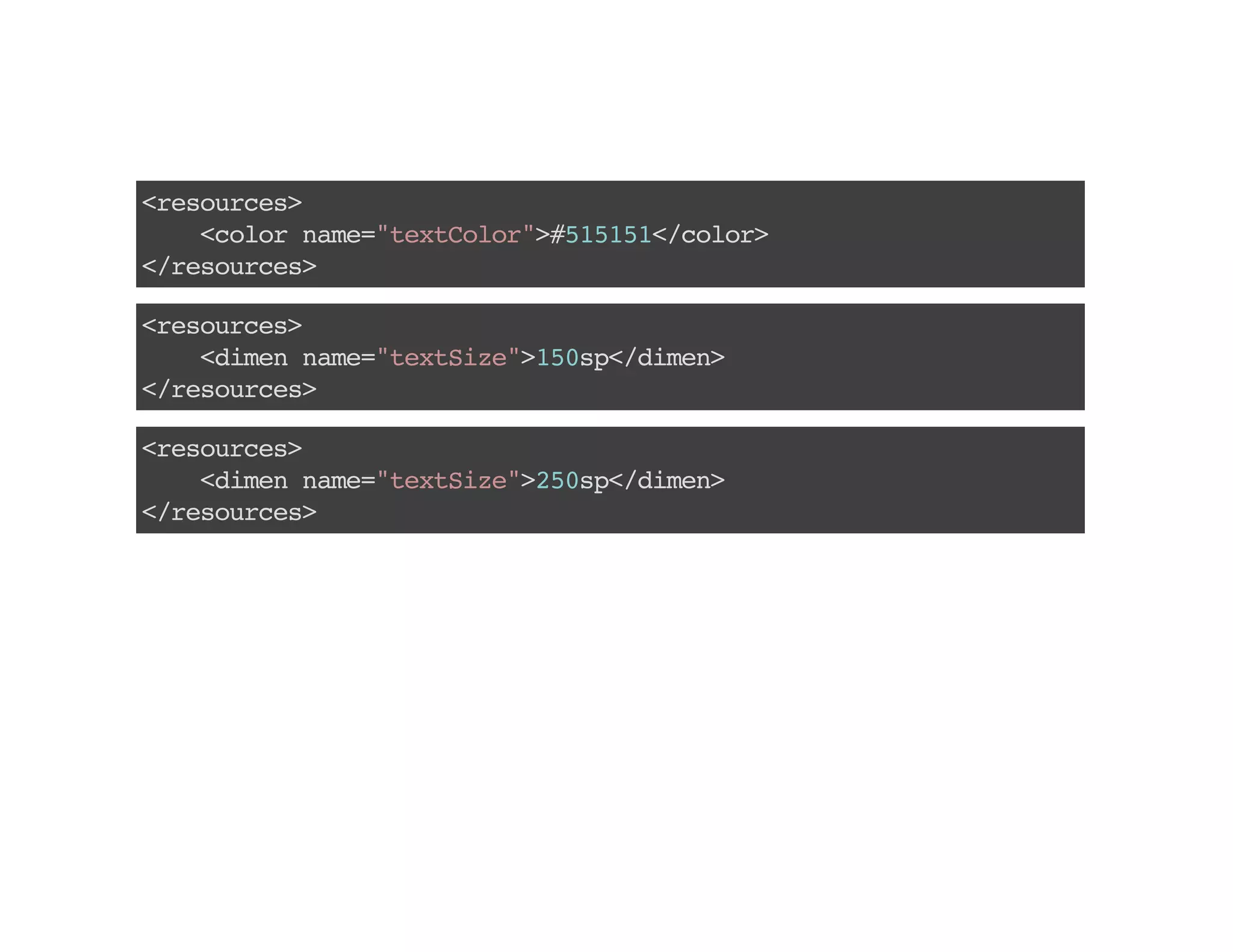 <eore>
rsucs
<oo nm=txClr>555<clr
clr ae"etoo"#111/oo>
<rsucs
/eore>
<eore>
rsucs
<ie nm=txSz"10p/ie>
dmn ae"etie>5s<dmn
<rsucs
/eore>
<eore>
rsucs
<ie nm=txSz"20p/ie>
dmn ae"etie>5s<dmn
<rsucs
/eore>

 