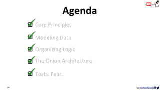 128
Agenda
VictorRentea.ro
Core Principles
Modeling Data
Organizing Logic
The Onion Architecture
Tests. Fear.
 