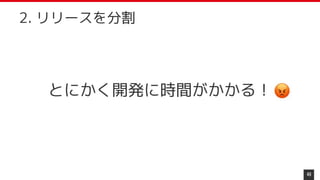 とにかく開発に時間がかかる！
49
2. リリースを分割
 