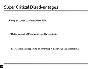  Smaller in size as compared to the drum in sub critical boilers.Air and Incondensable gasesDry SteamWater + SteamMoisture