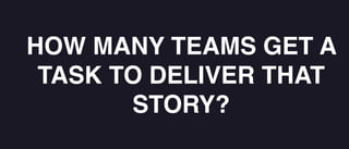 HOW MANY TEAMS GET A
TASK TO DELIVER THAT
STORY?
 