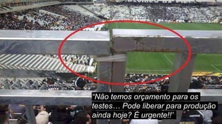 “Não temos orçamento para os
testes… Pode liberar para produção
ainda hoje? É urgente!!”
 