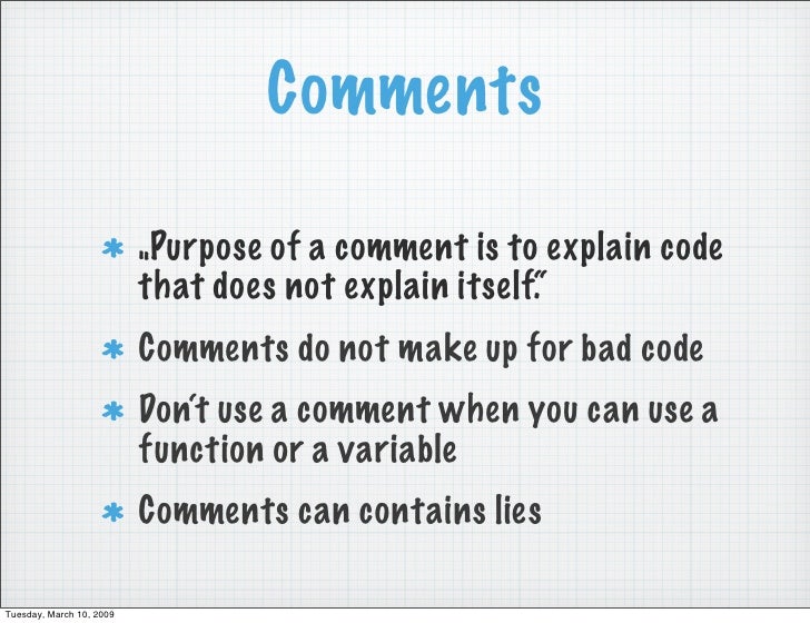 Comments „Purpose of a comment