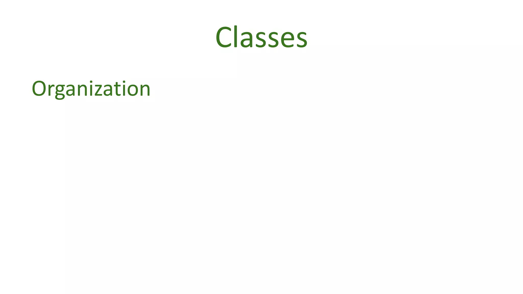 Classes 
Organization 
 