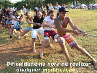 Dificuldade na hora de realizar
qualquer modificação...

 