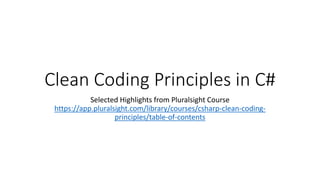 Clean coding principles in C# by jb | PPT