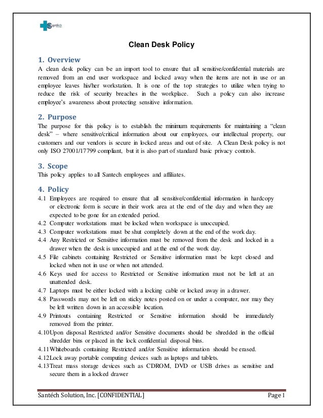 Clean Desk Policy Document