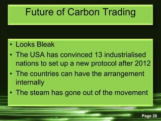 Clean development mechanism (cdm) and carbon trading b.v.raghunandan | PPTX