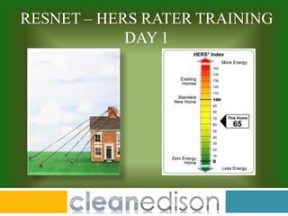 RESNET – HERS RATER TRAINING
DAY 1
 