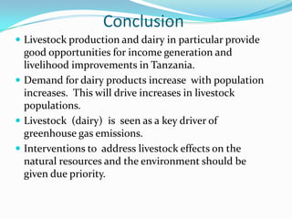 Dairy production and related environmental issues in Tanzania