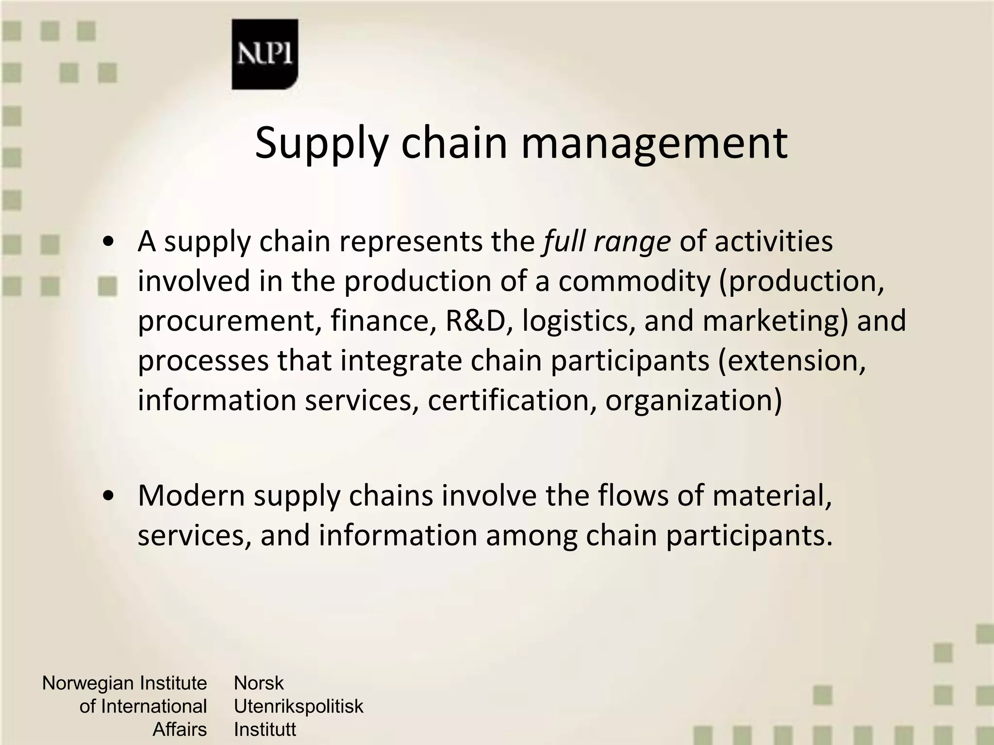 Introduction to agricultural value chains and supply chain management | PDF