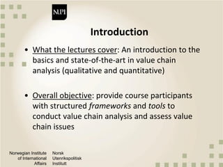 Introduction to agricultural value chains and supply chain management