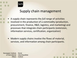 Introduction to agricultural value chains and supply chain management