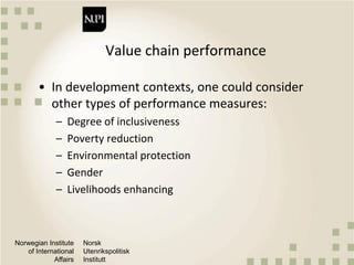 Quantitative methods and metrics for value chain analysis