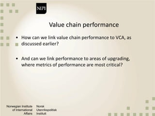 Quantitative methods and metrics for value chain analysis
