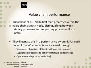 Quantitative methods and metrics for value chain analysis
