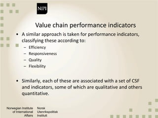 Quantitative methods and metrics for value chain analysis