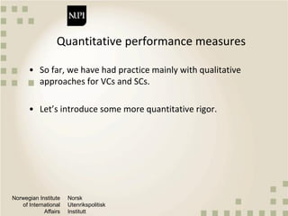 Quantitative methods and metrics for value chain analysis