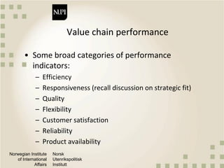 Quantitative methods and metrics for value chain analysis