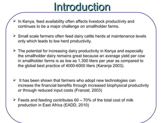 Farmers’ uptake of improved feed practices and reasons for adoption/ non adoption