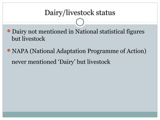 Dairy/livestock and the environment in Tanzania