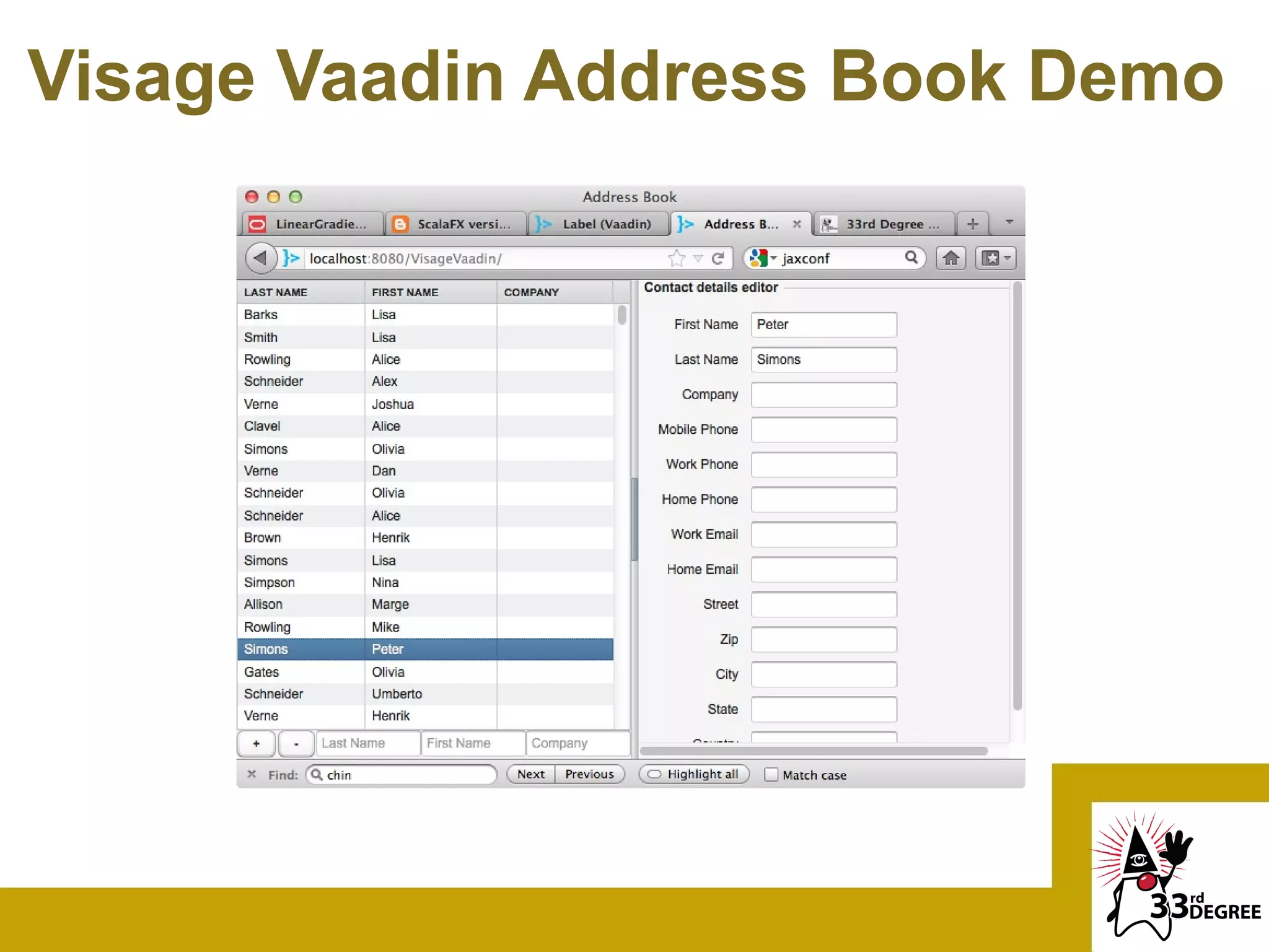Visage Vaadin Address Book Demo
 