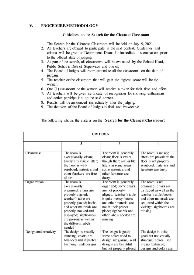 Cleanest classroom project proposalnaga city sped centerdraft