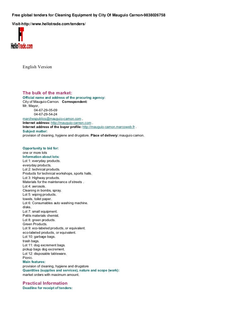 Cleaning Equipment Tenders