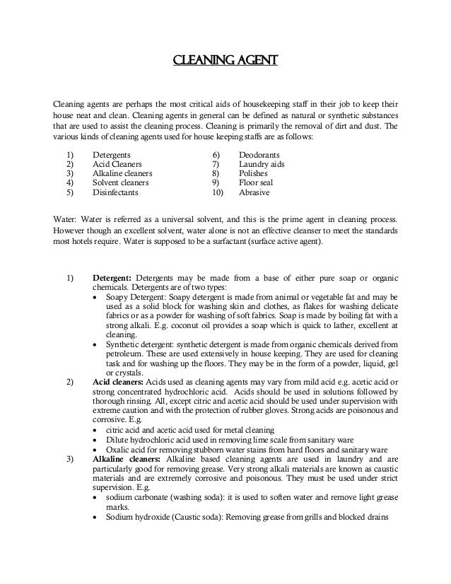 4 cleaning agents