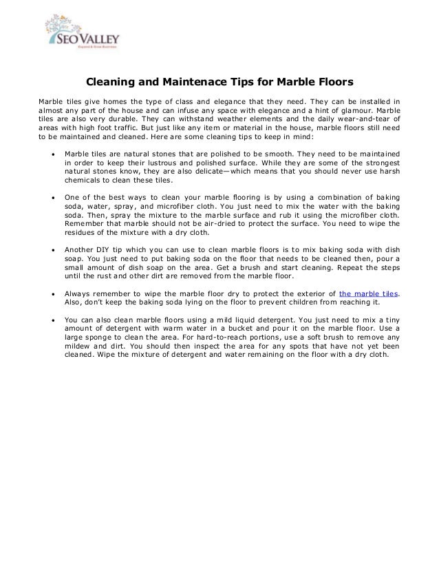 Cleaning And Maintenace Tips For Marble Floors