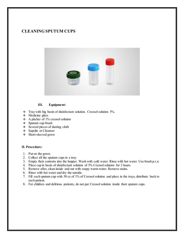 Cleaning bedpans and urinals ,sputum cup disinfect methods