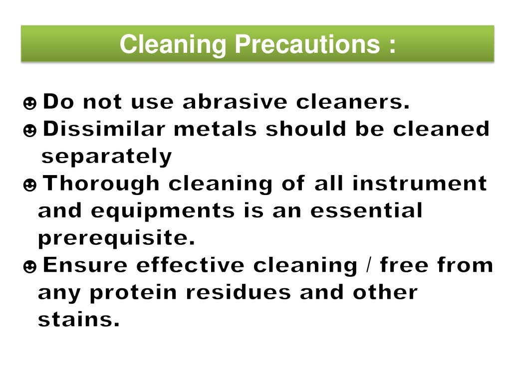 Cleaning Decontamination, Disinfection and Sterilization Process