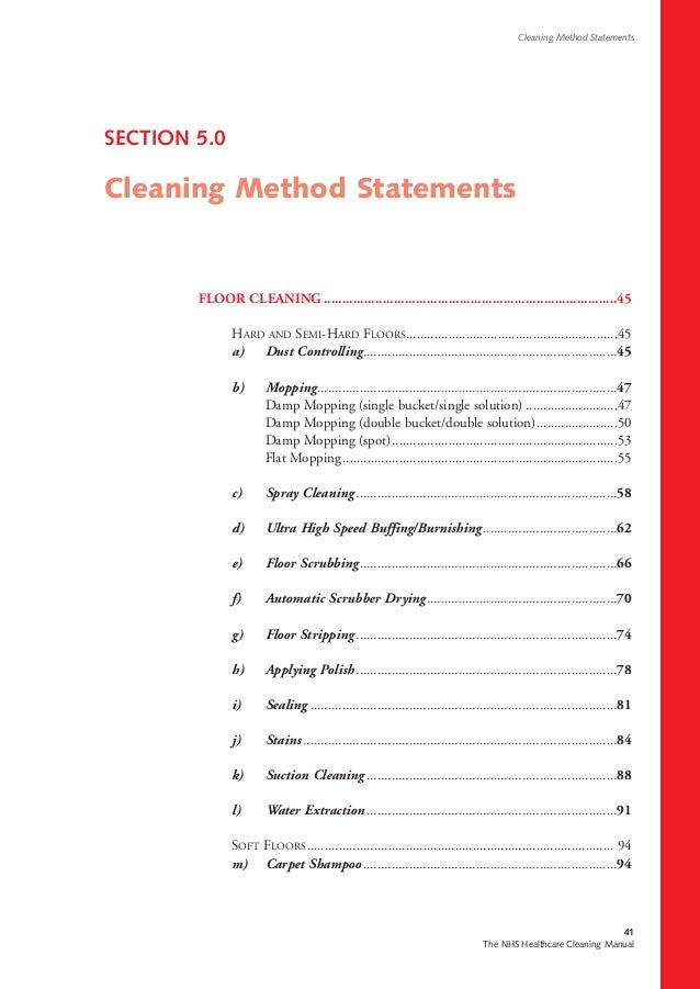 Cleaning method statements 2004 uk