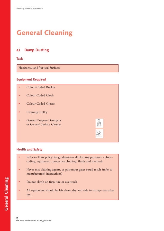 Cleaning method statements 2004 uk